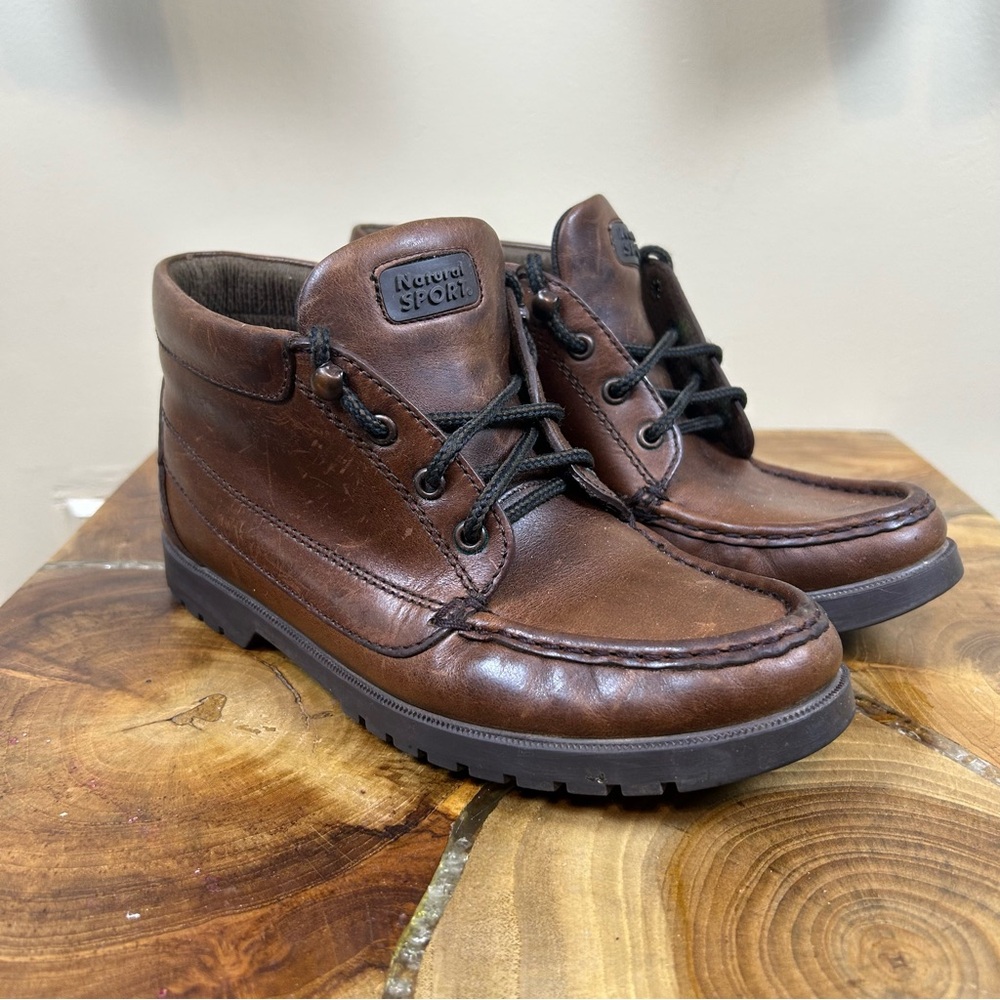 vintage brown leather moc toe ankle boots Natural Sport Size 8